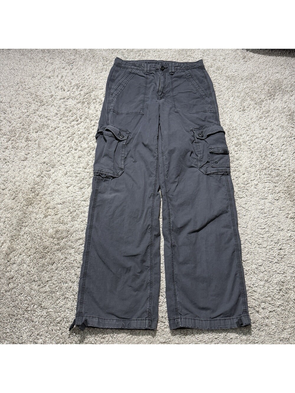 American Eagle Cargo Pants Womens 6 Gray Baggy Jogger Relaxed Utility Y2K